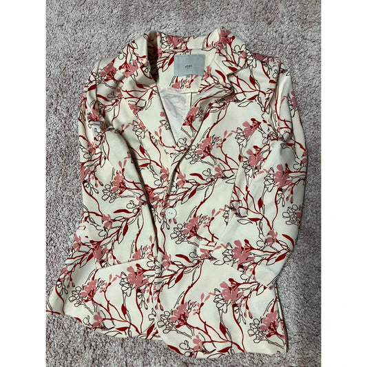 ICHI Floral Blazer XS – Cream Pink Red