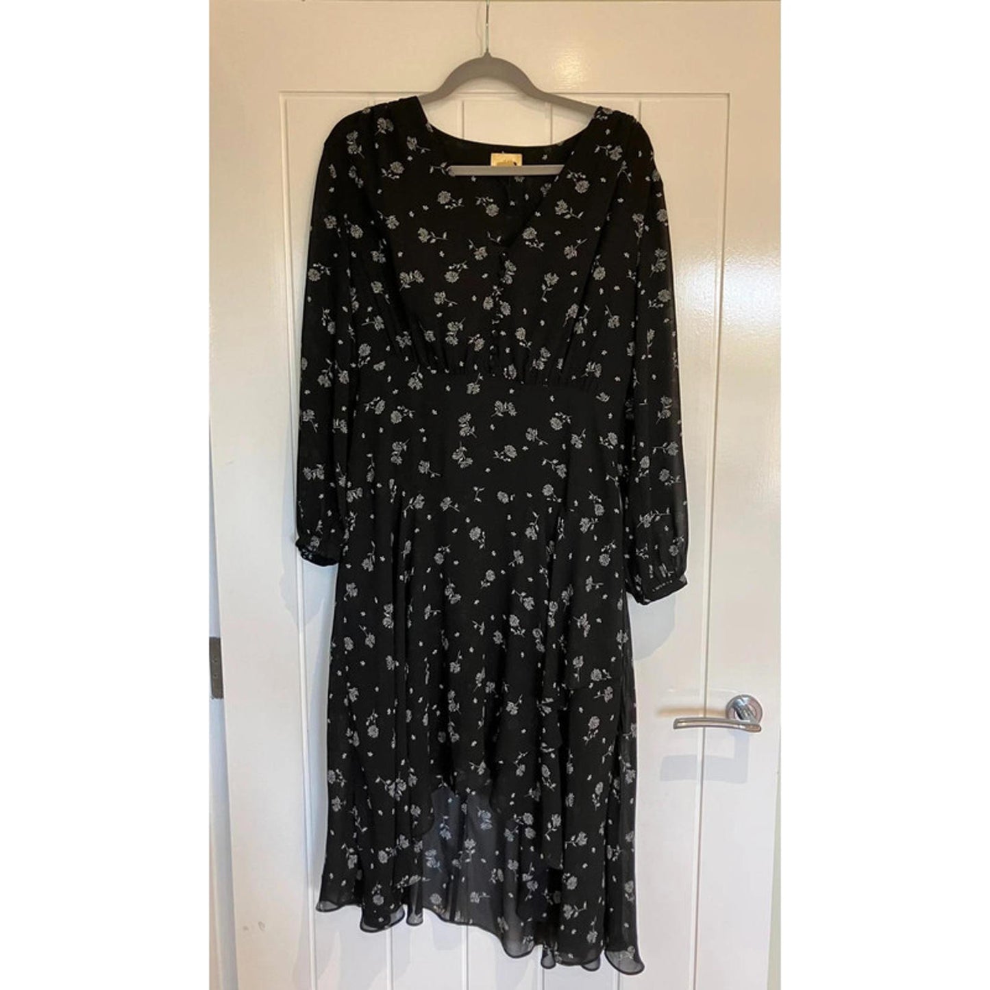 H&M Black Floral Midi Dress – UK 10