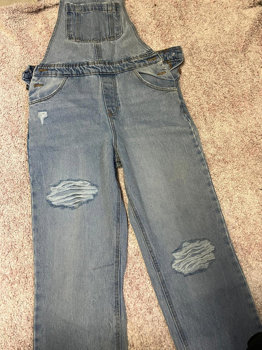 New Look Denim Overalls - Light Wash, Size UK 8 / US 4