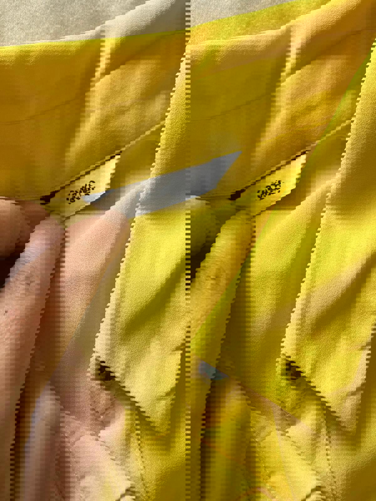 Bright Yellow Women's Long Sleeve Blouse with Zip Pocket