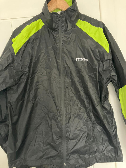 Men's Fitnow Black and Neon Green Windbreaker Jacket