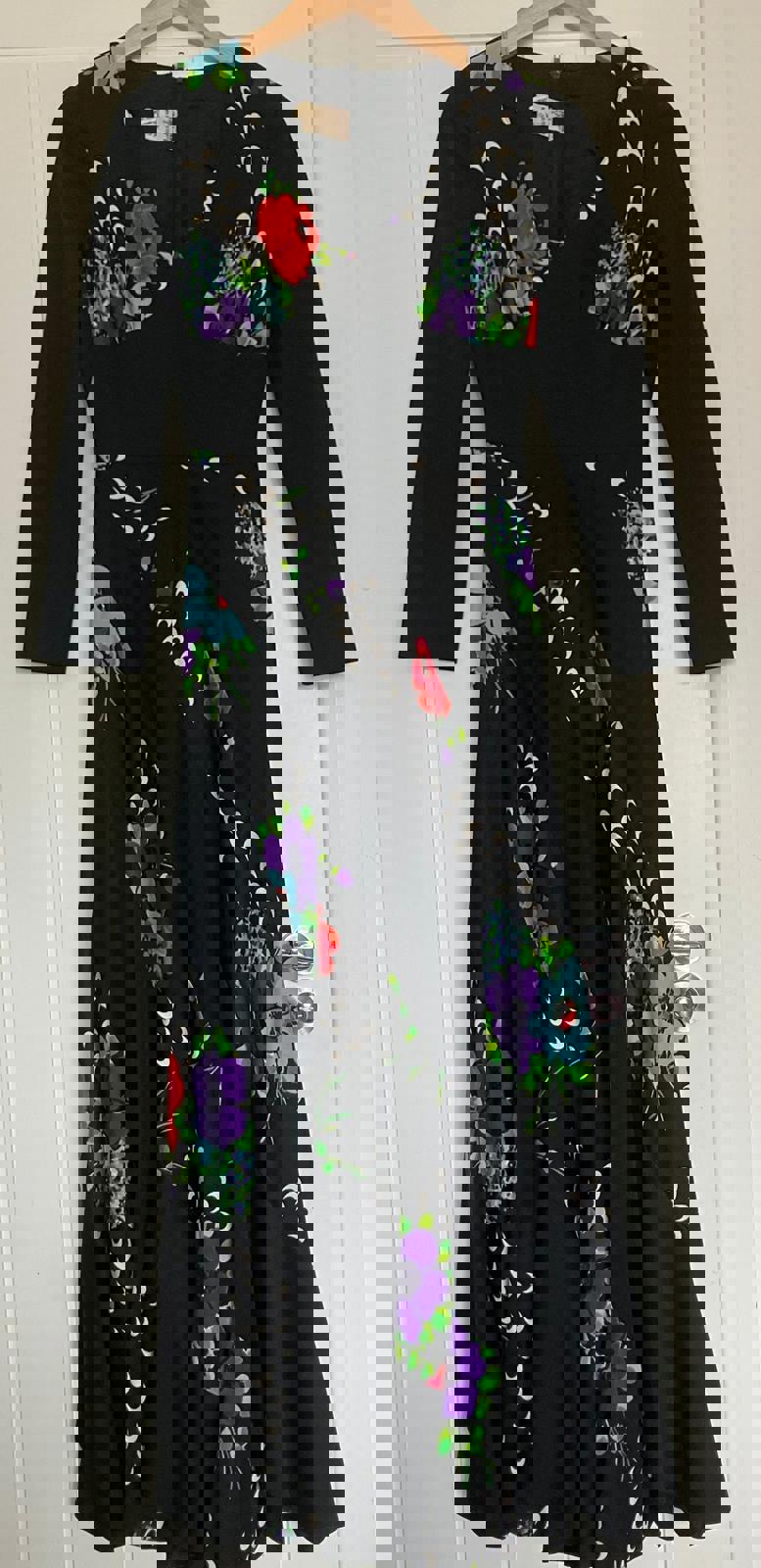 Lovely Black Floral Long Sleeve Casual Dress