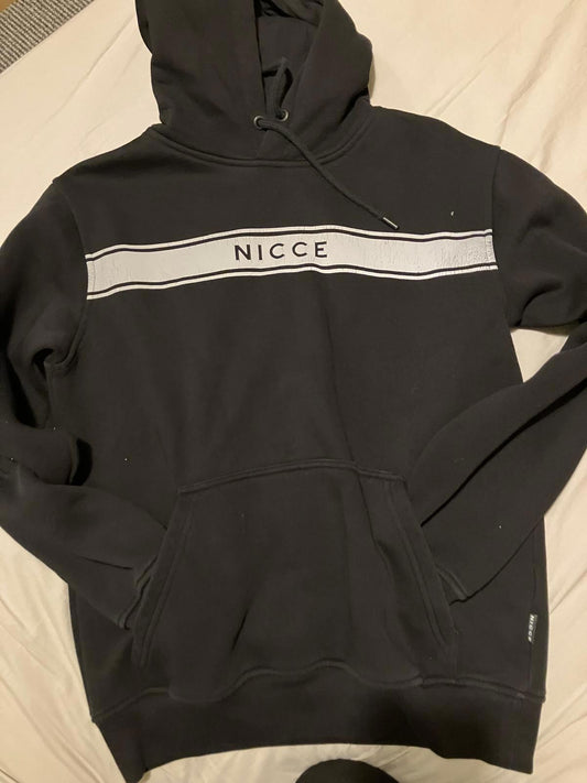 Nicce Black Hoodie with White Stripe Logo