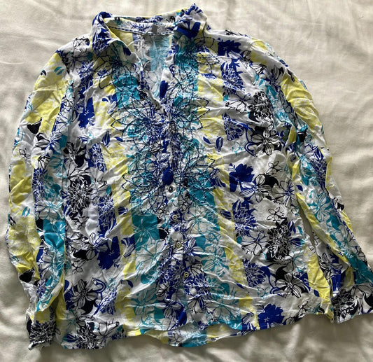 Per Una Lovely Floral Button-Up Blouse, Size 16