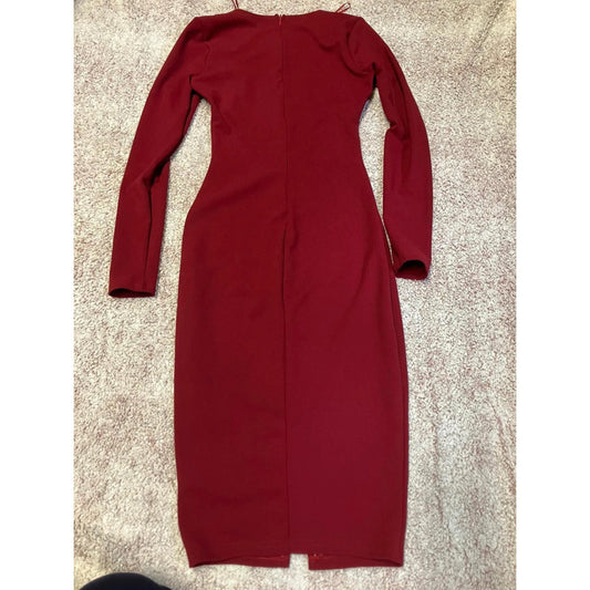 Missguided Red Lace-Up Bodycon Dress UK 4