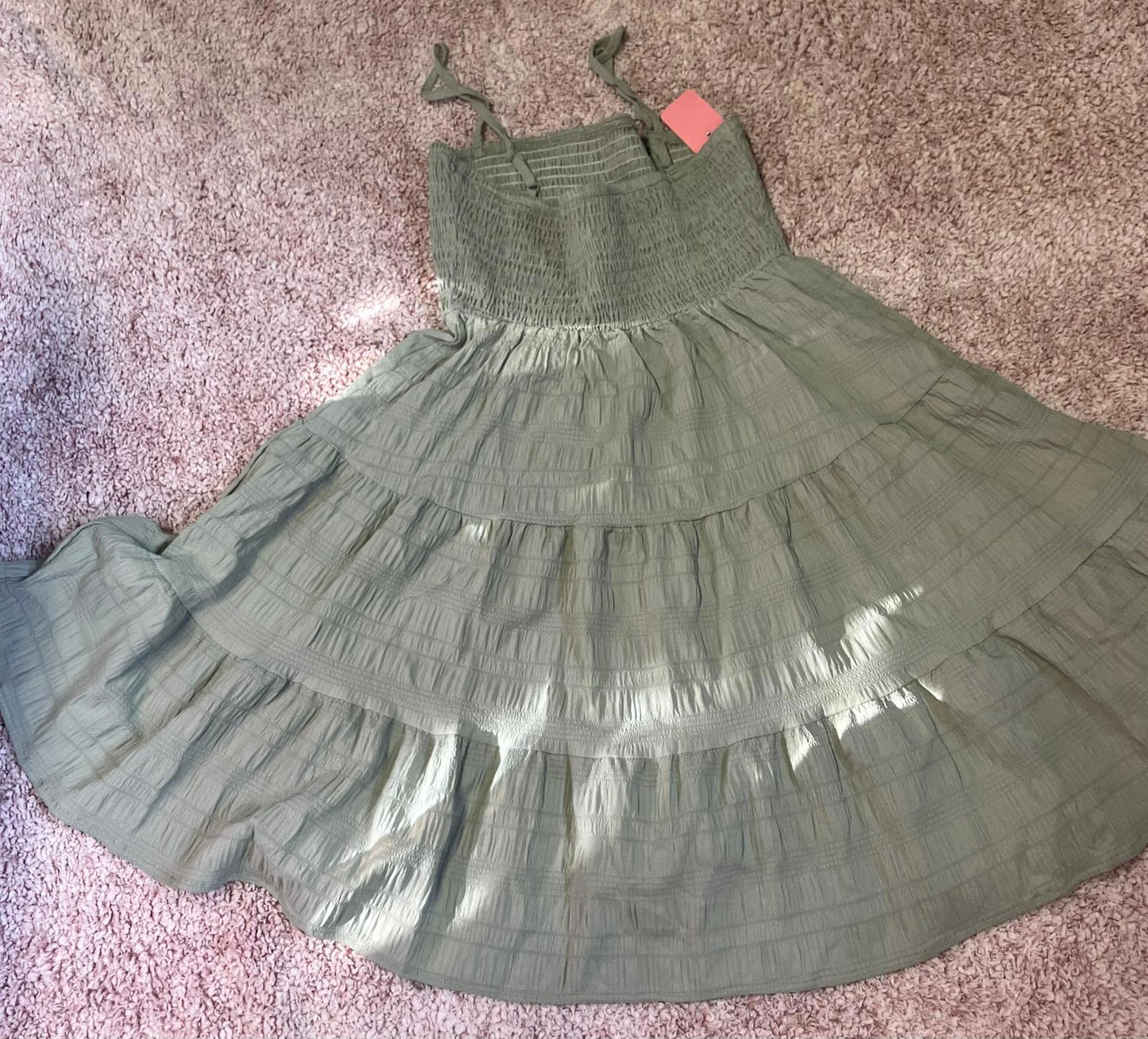 SHEIN VCAY Sage Green Tiered Maxi Dress UK 8