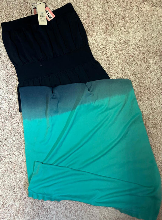 Chic Strapless Ombre Maxi Dress - Navy to Aqua