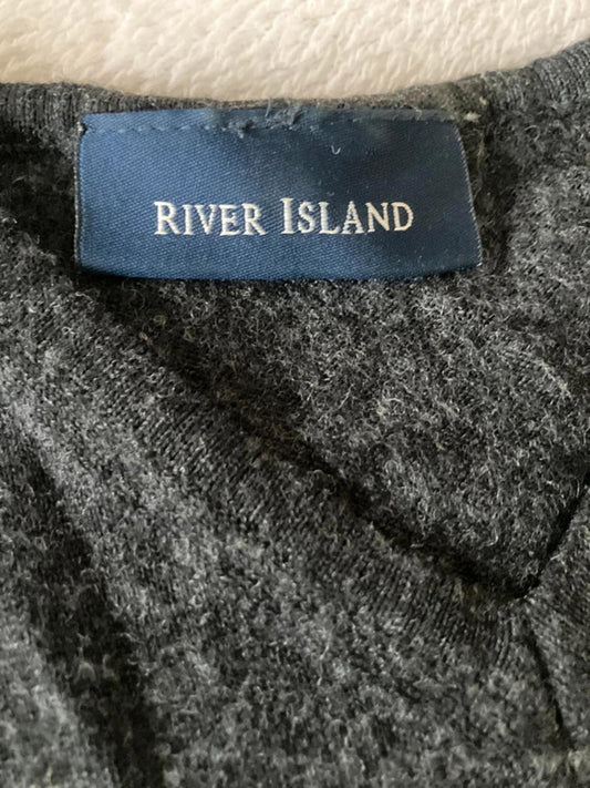 River Island Men's Dark Grey V-Neck Sweater