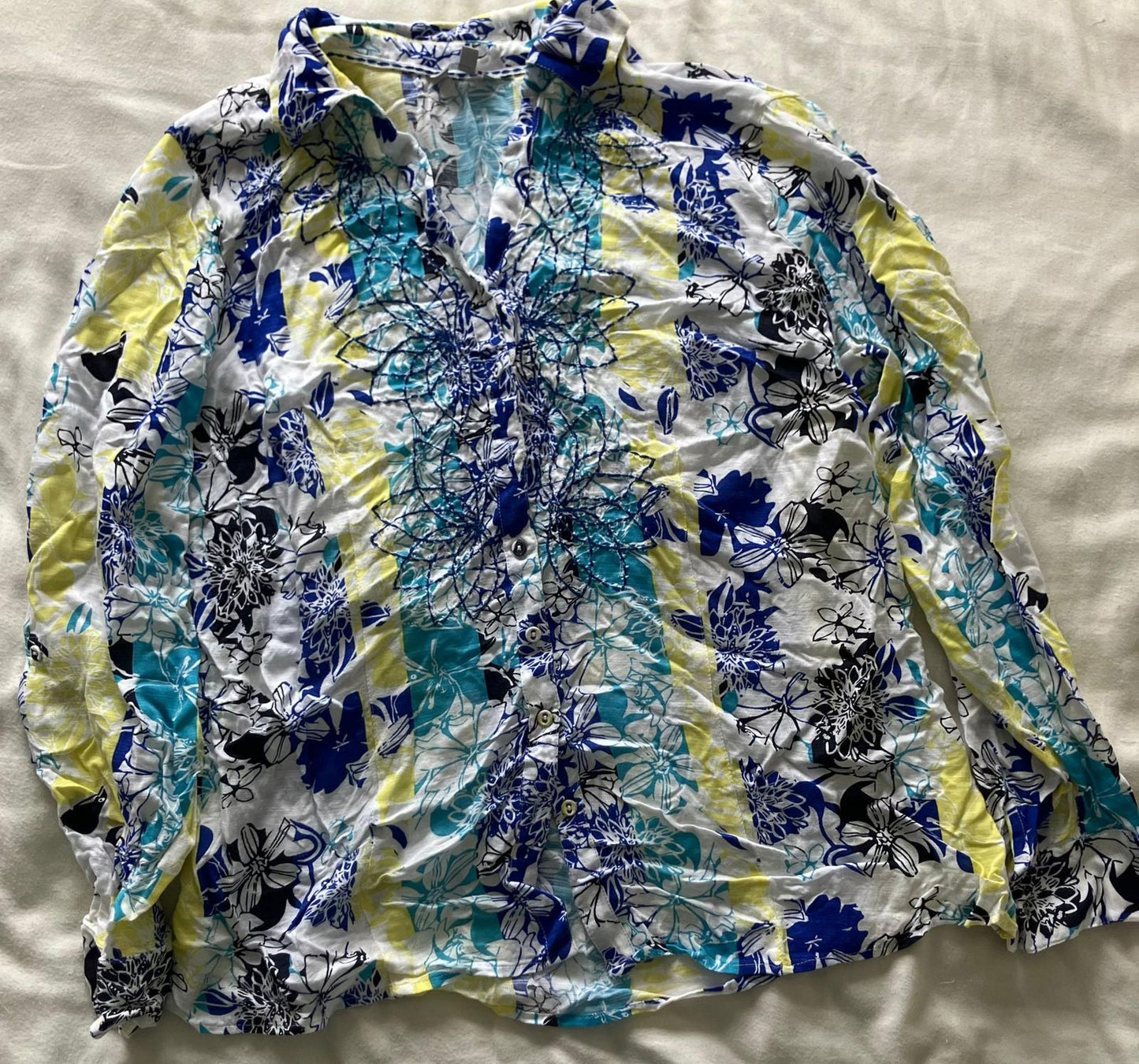 Per Una Lovely Floral Button-Up Blouse, Size 16