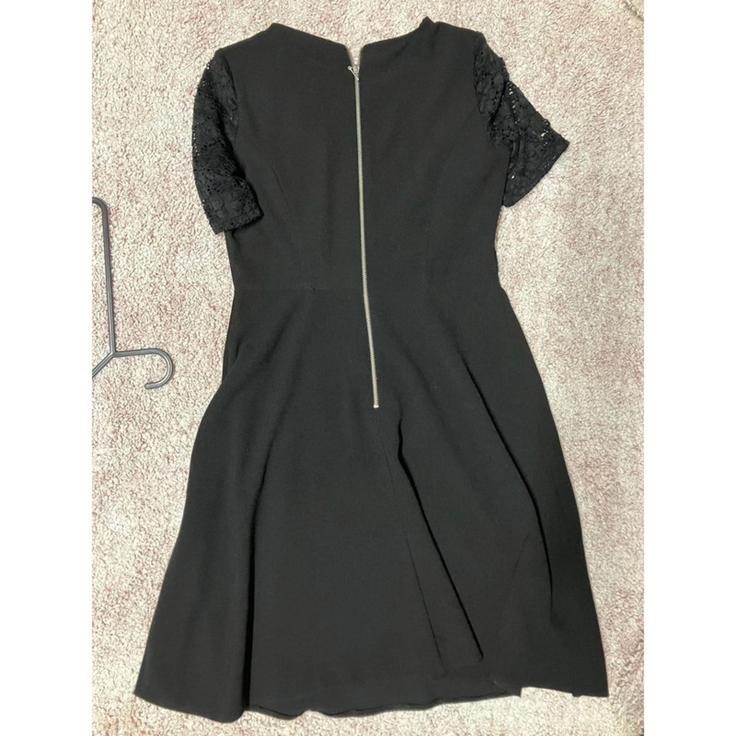 BHS Petite Black Lace Sleeve Dress UK 8