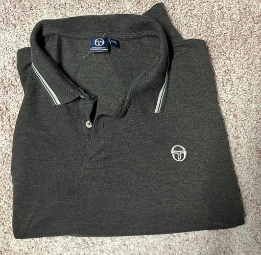 Sergio Tacchini Men's Dark Gray Polo Shirt Size 2XL