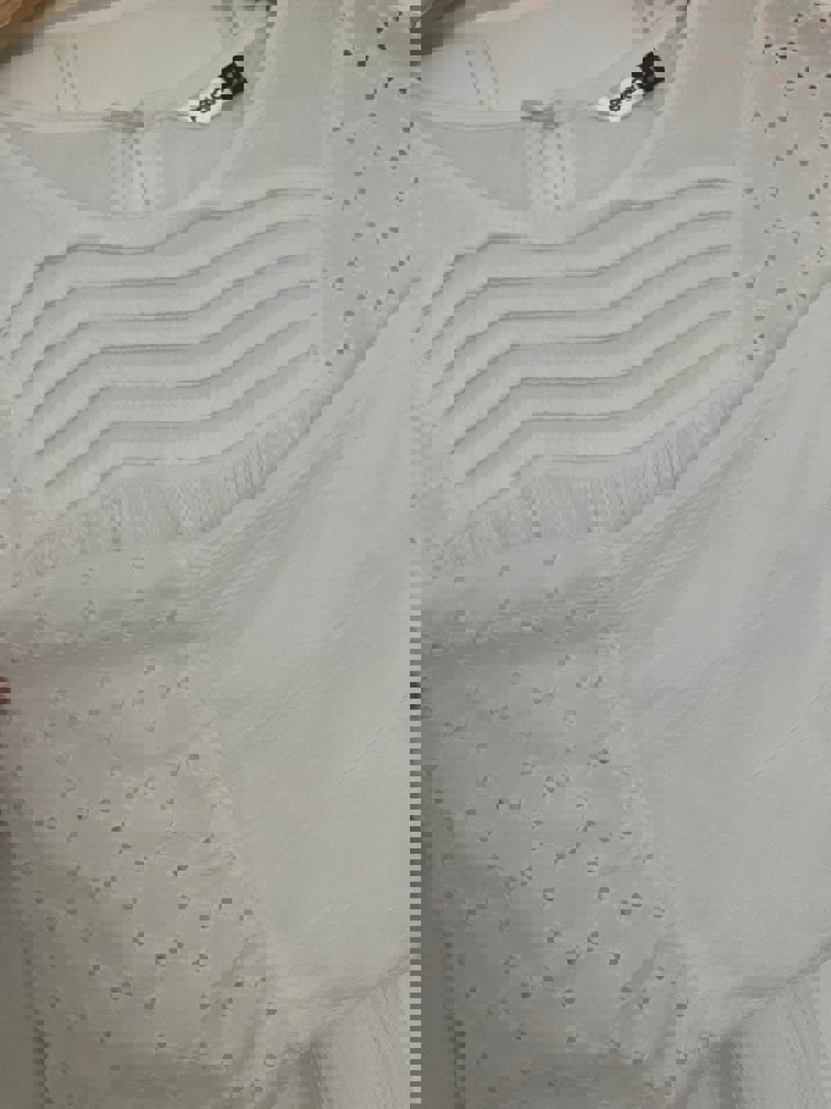 Lovely White Eyelet Detail Blouse - Size 8