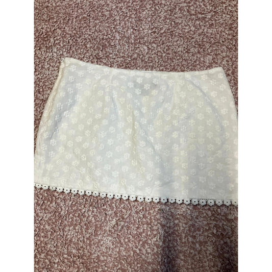 PrettyLittleThing White Embroidered Mini Skirt UK 4