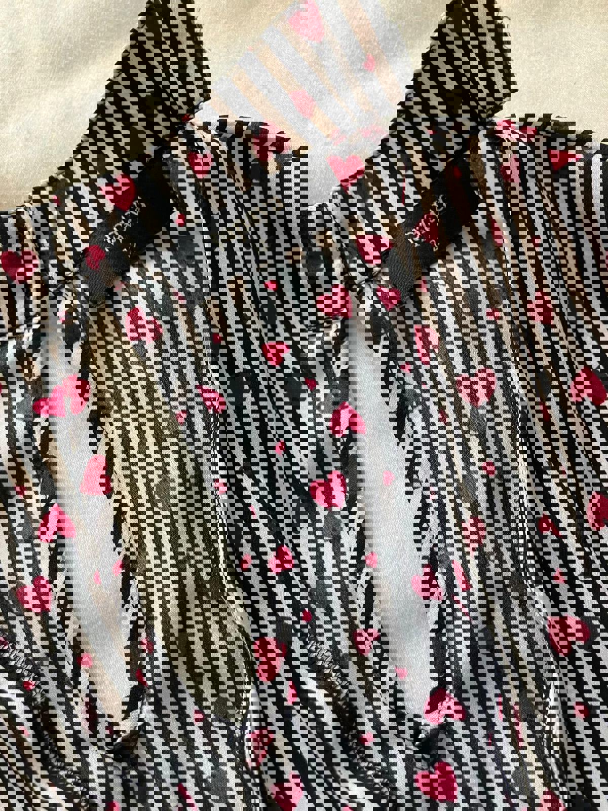 Lovely Papaya Women's Blouse with Heart and Stripe Pattern