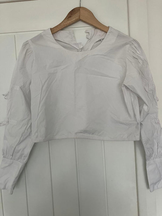 Lovely White Long Sleeve Blouse with Button Details