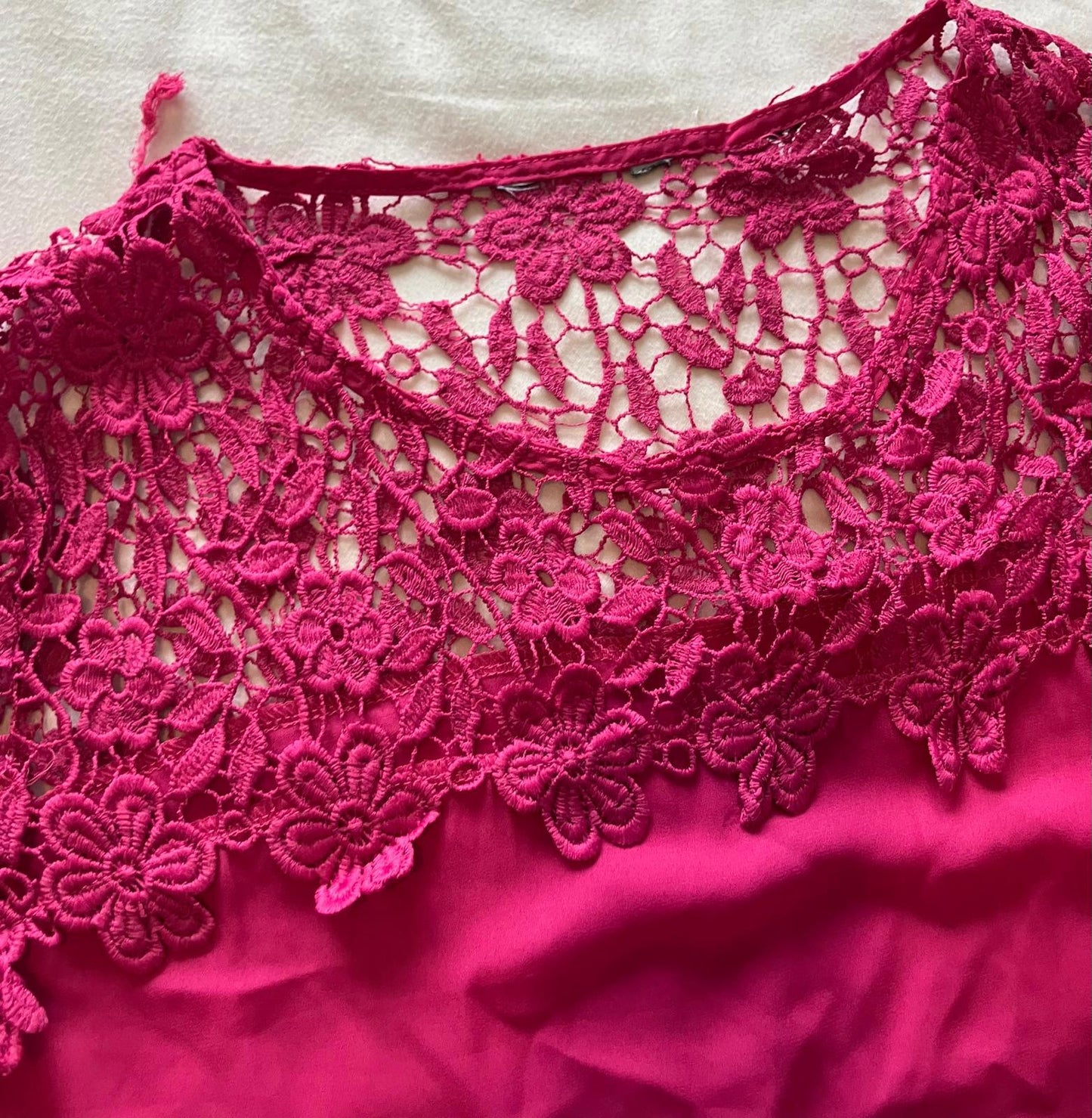Beautiful Fuchsia Lace Detail Women's Top