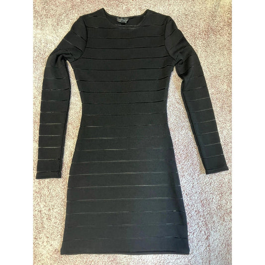 Topshop Black Long Sleeve Bodycon Dress UK 6