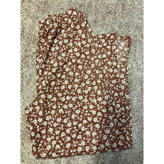 New Look Brown Floral Wide Leg Trousers – Size 10