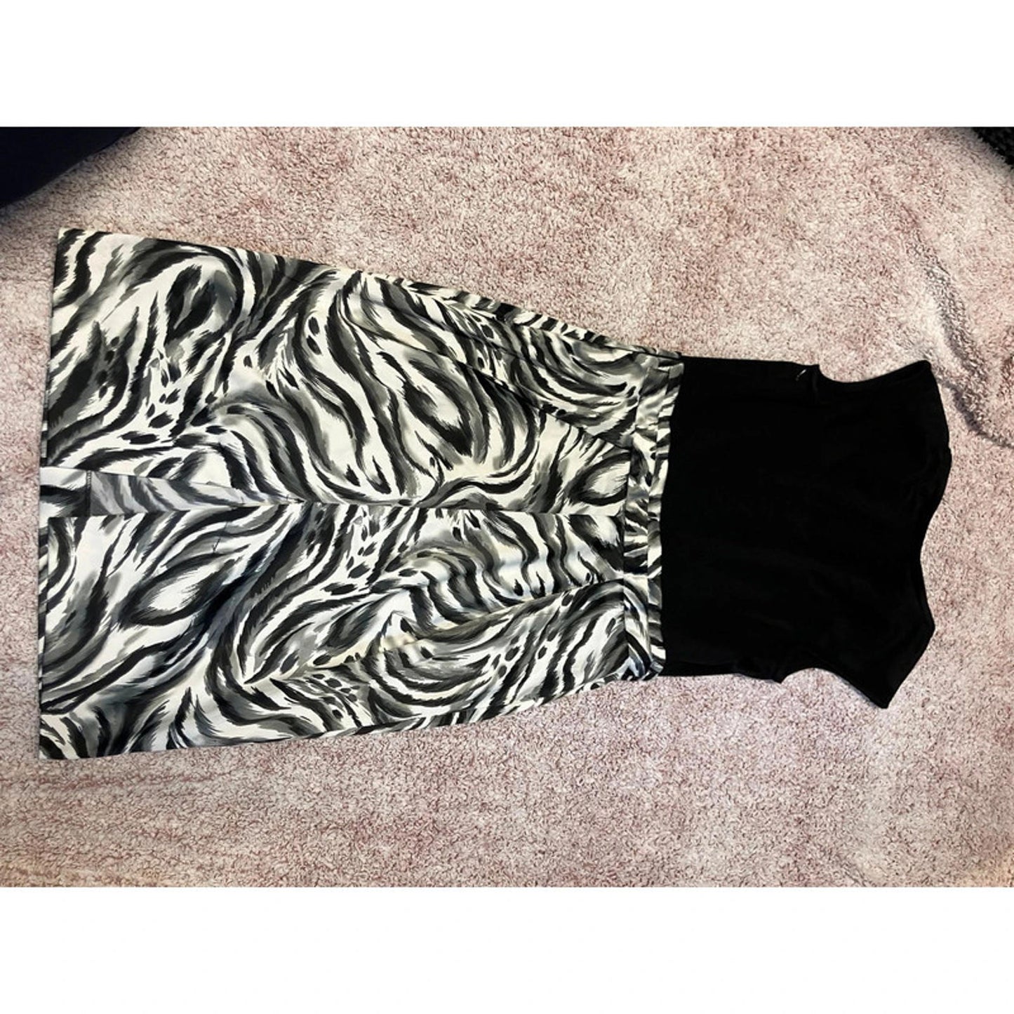 River Island Black & Animal Print Dress UK 12
