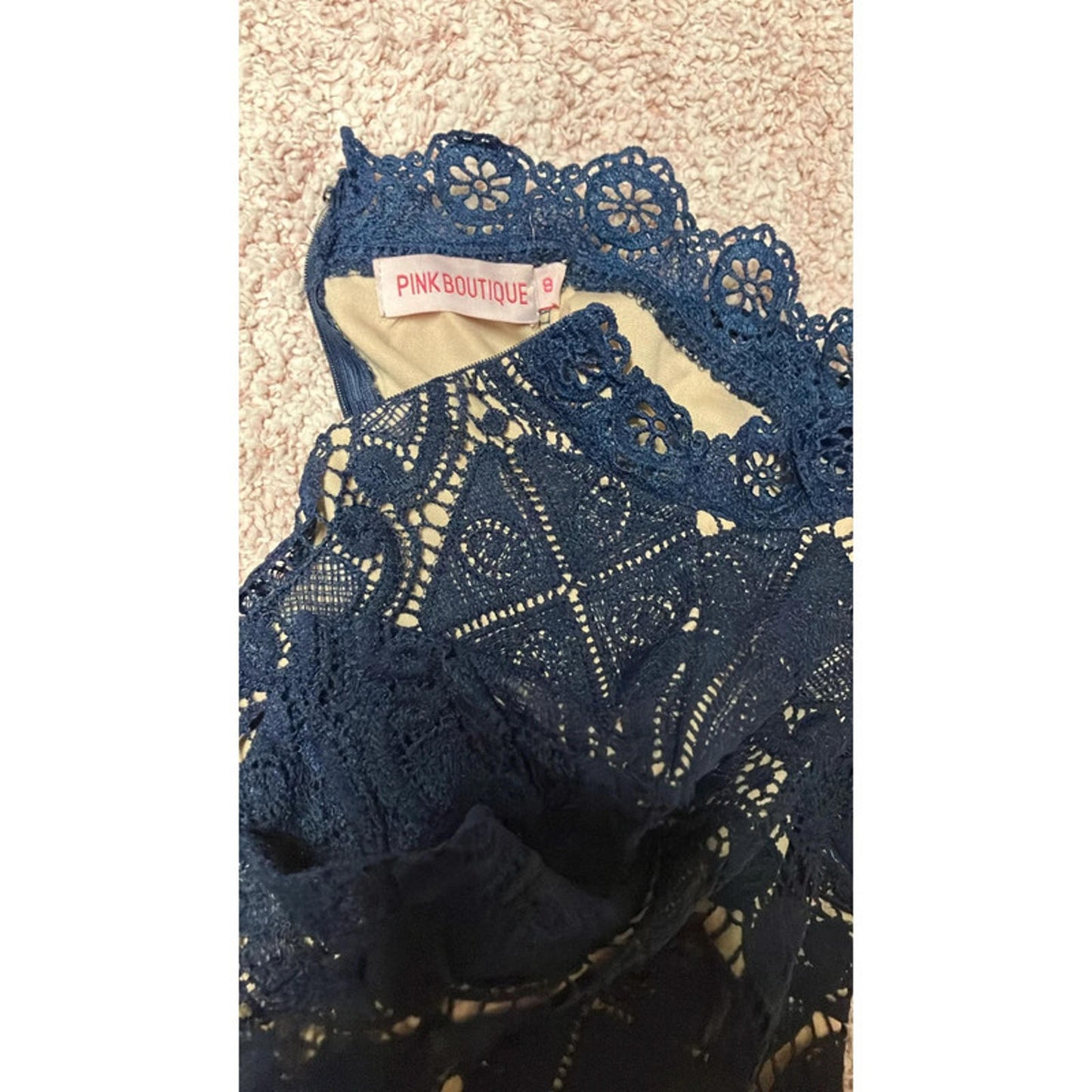 Pink Boutique Navy Lace Bodycon Dress UK 8