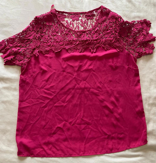 Beautiful Fuchsia Lace Detail Women's Top