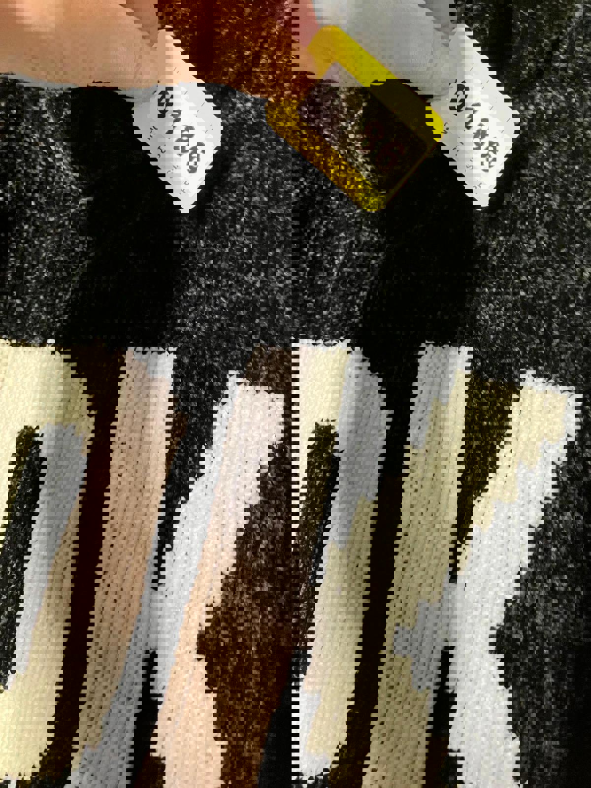 DKNY Black Chenille Sweater with Bold NY Logo