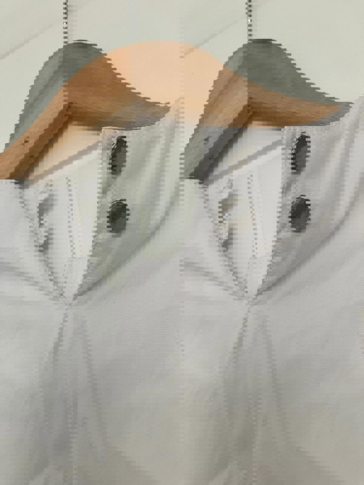 Lovely White Long Sleeve Blouse with Button Details