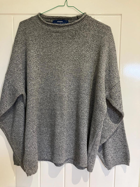 Cozy Moto Knitwear Grey Sweater - Men's Large
