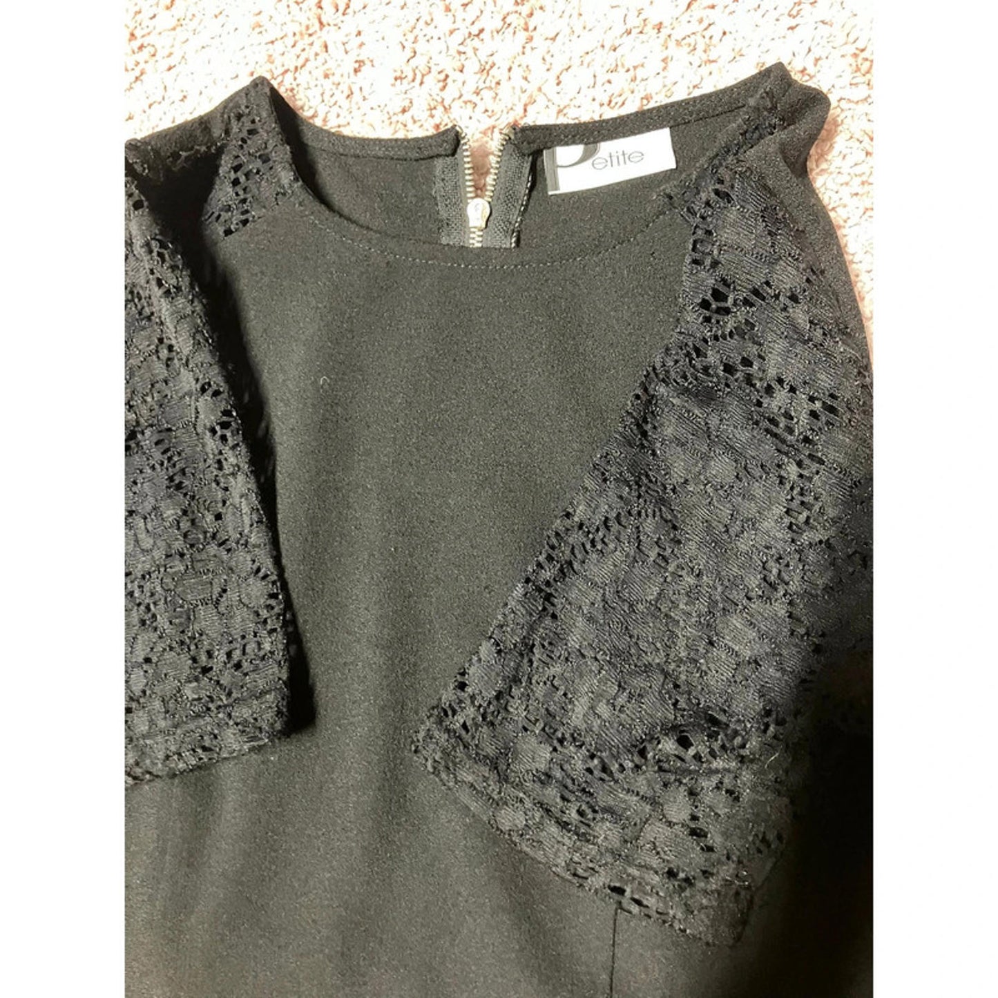 BHS Petite Black Lace Sleeve Dress UK 8