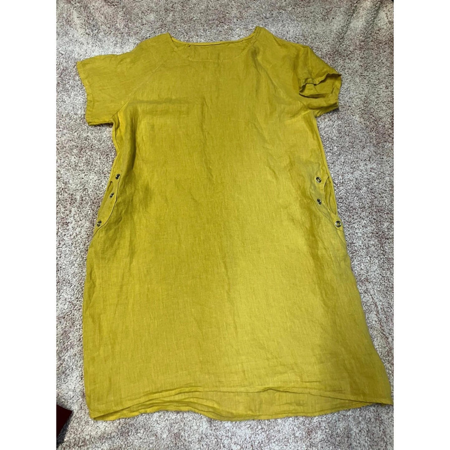 Mustard Yellow Linen-Blend Shift Dress (Size not visible) fits 10-12