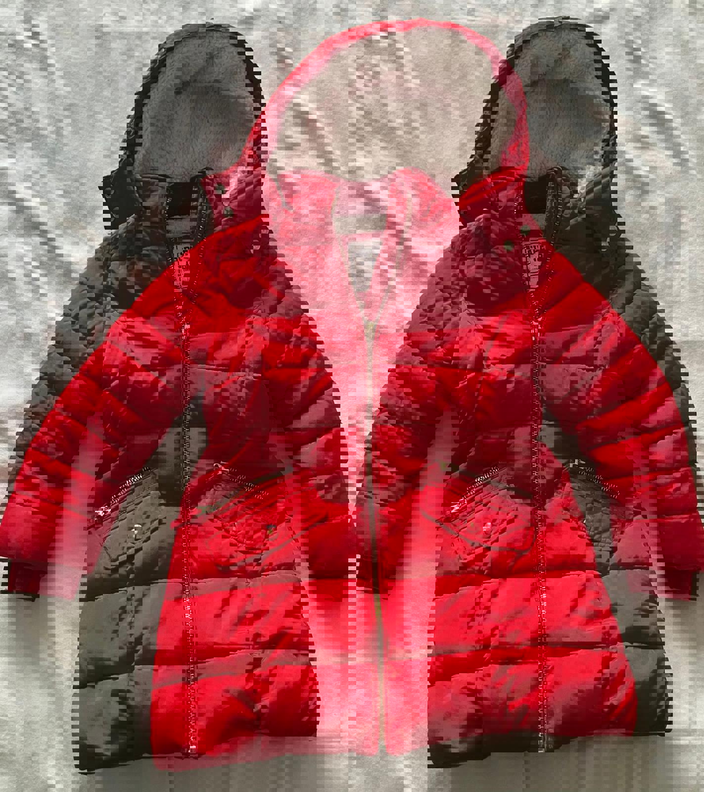 Lovely Red Kids' Puffer Coat with Cozy Sherpa Lining