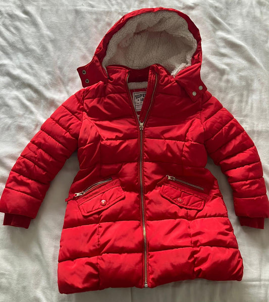 Lovely Red Kids' Puffer Coat with Cozy Sherpa Lining