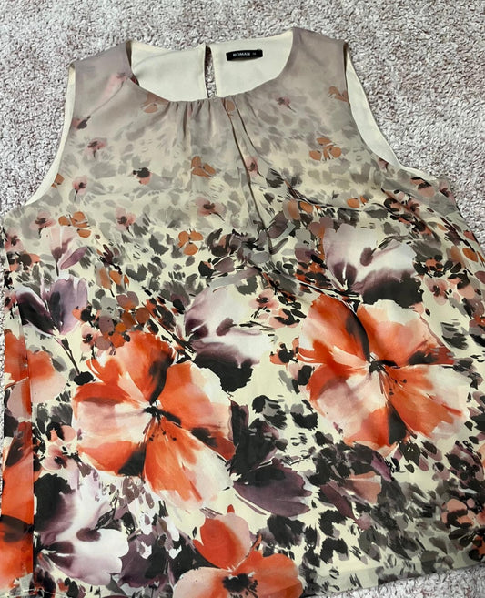 Roman Floral Sleeveless Blouse Size 14