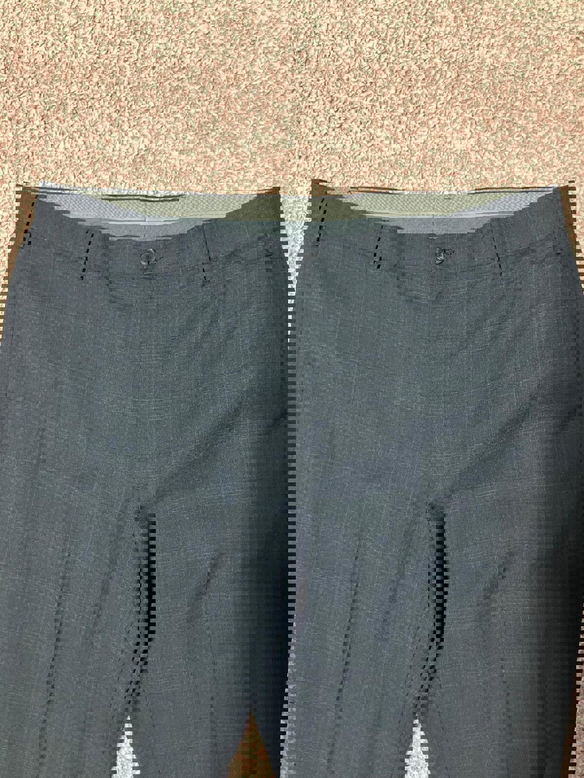 M&S Men's Navy Wool Blend Dress Pants, Size 38" Long