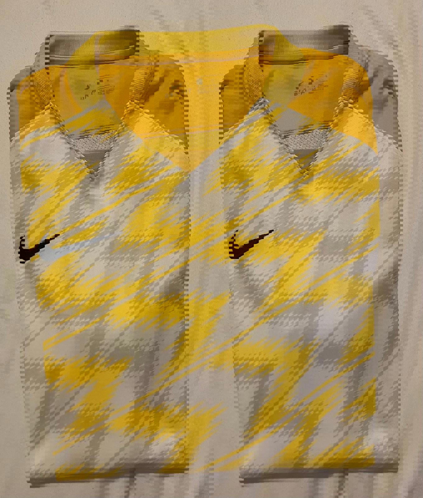 Nike Dri-FIT Men's Yellow and White Activewear Jersey, Size Large