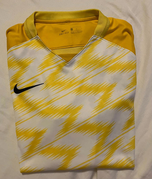 Nike Dri-FIT Men's Yellow and White Activewear Jersey, Size Large