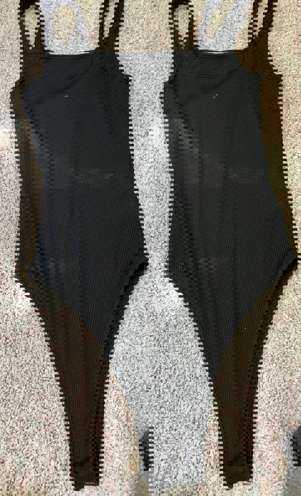 Black Ribbed One-Piece Swimsuit / Bodysuit Women’s S