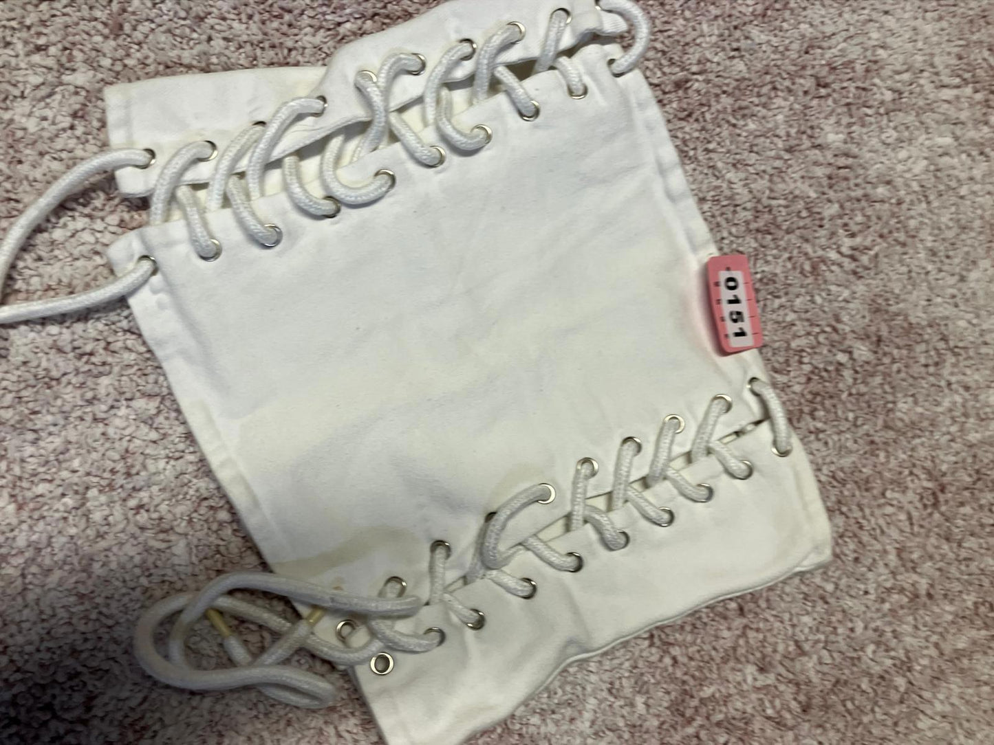 Merci White Lace-Up Corset Crop Top UK 8