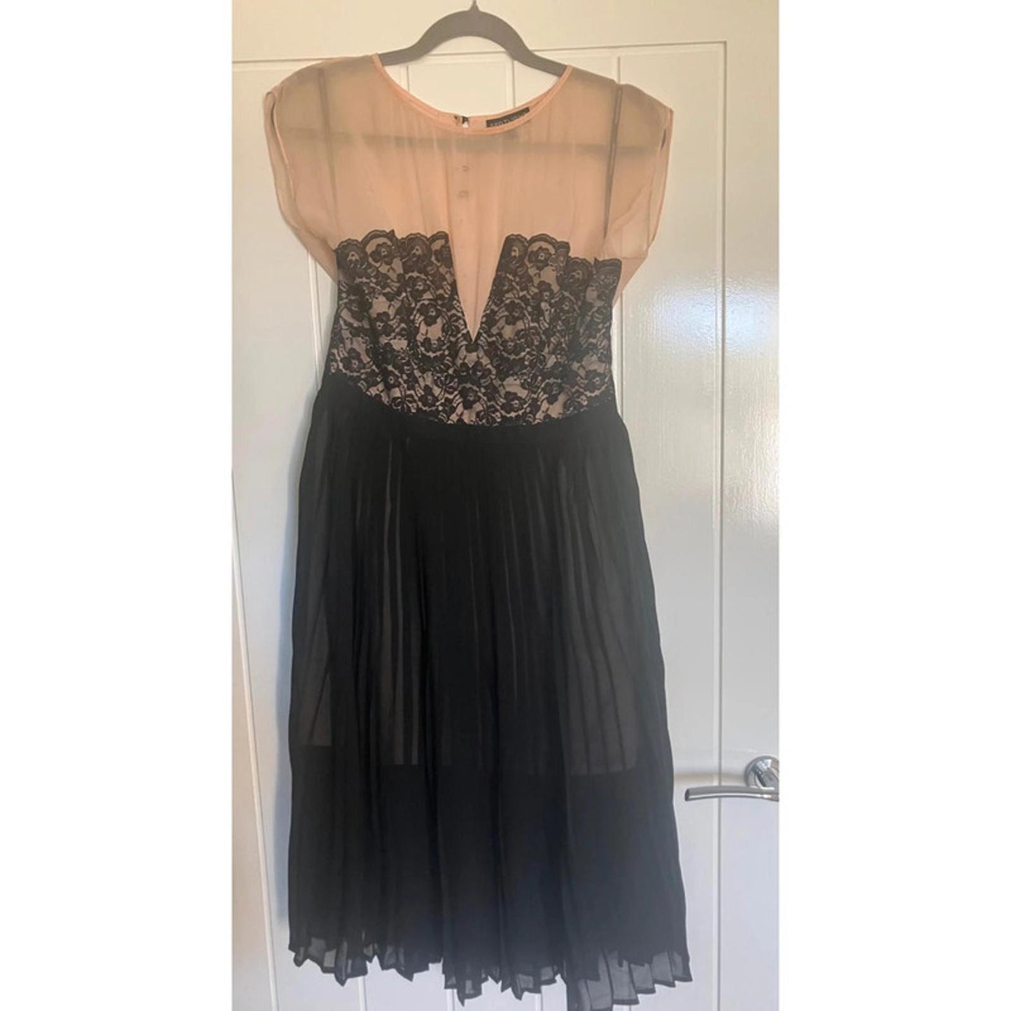Spotlight by Warehouse Black Lace Midi Dress UK 14