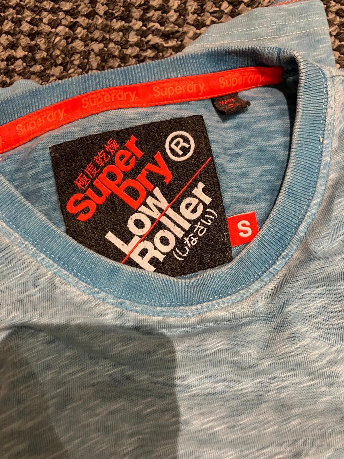 Superdry Men's Light Blue Low Roller T-Shirt Size Small