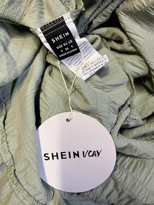 SHEIN VCAY Sage Green Tiered Maxi Dress UK 8