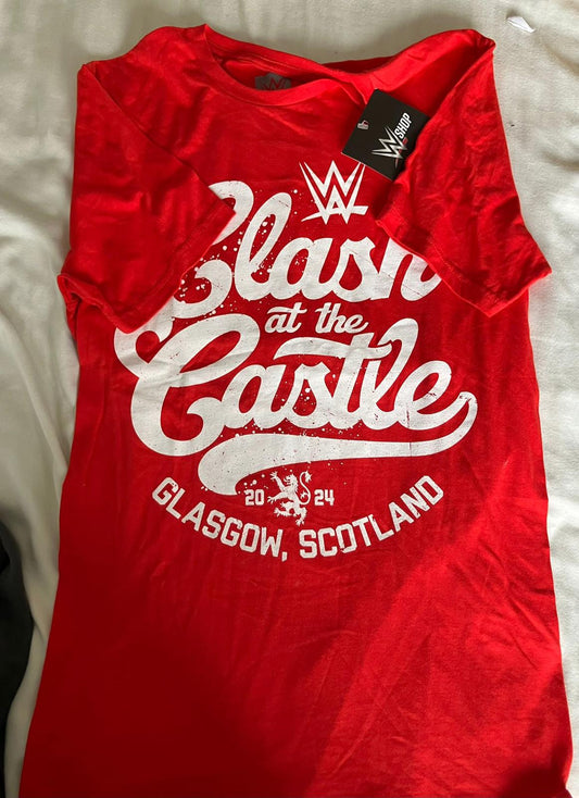 WWE Clash at the Castle Glasgow Scotland 2024 Red T-Shirt
